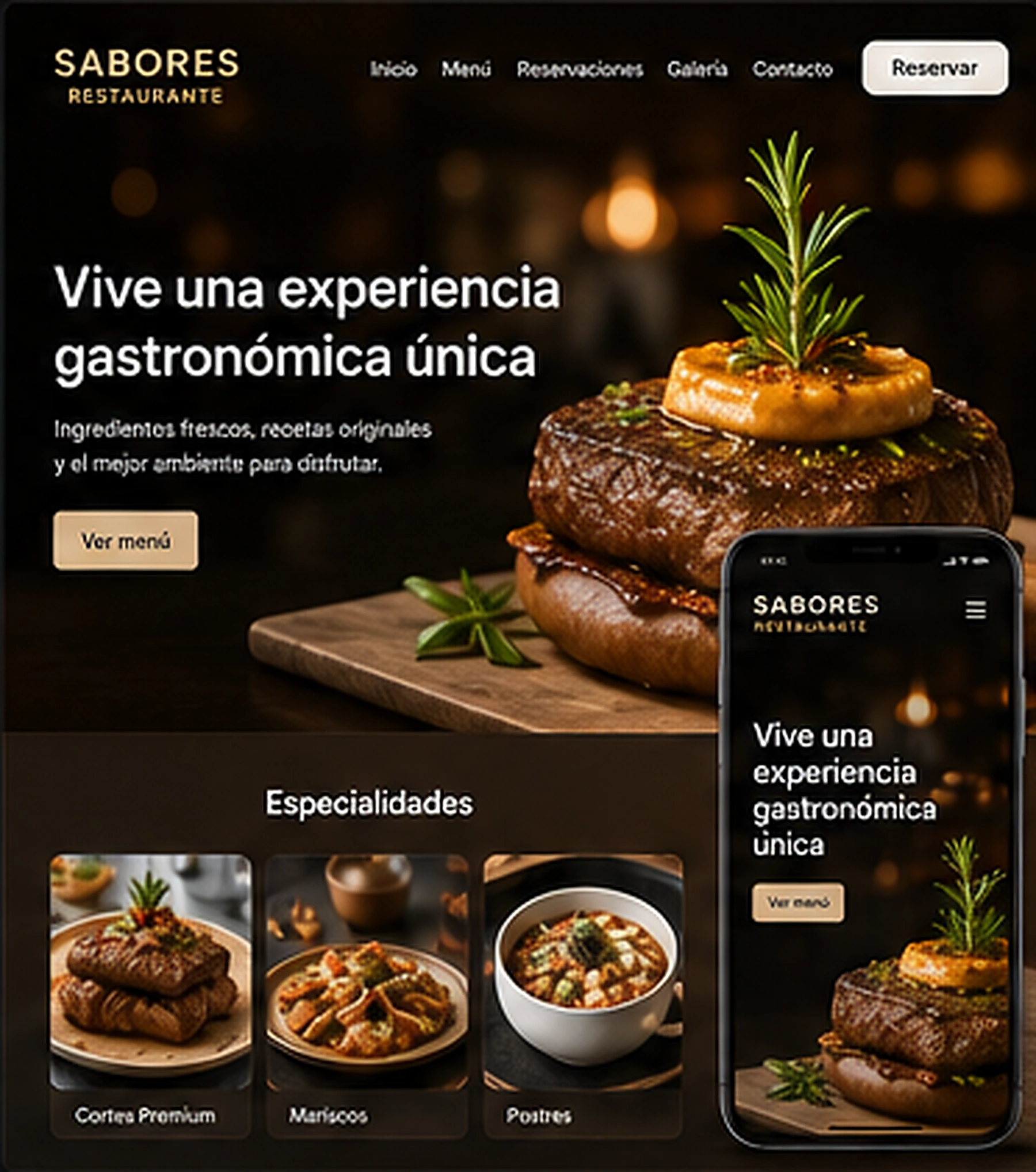 Ejemplo de página web para restaurante